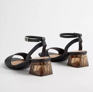 Torrid Black Strappy Lucite Block Heel Sandals Women's Size 12